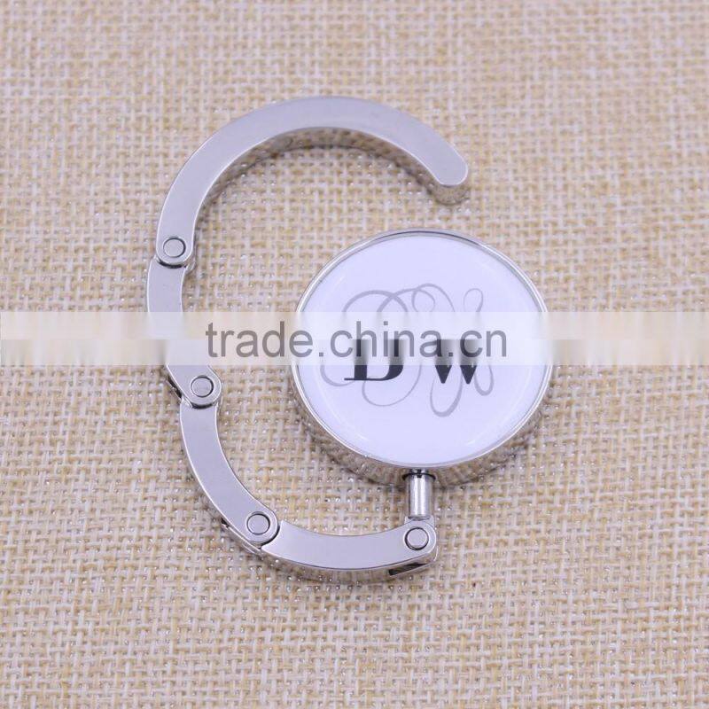 Foldable metal purse hanger/round purse hook with Logo wholesale
