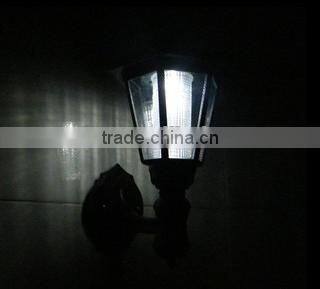 Solar Led Wall mounted Retro Hexagon lamp light led Decorative Court colored led lawn garden lamp light.