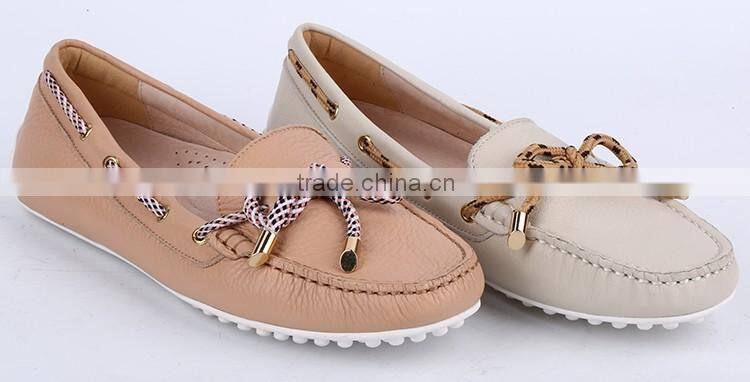Fashion Lady Lychee Leather Soft Casual Driving Moccasin Boat Loafer Shoe