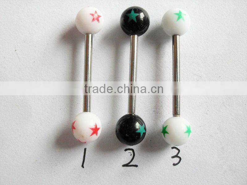 UV Acrylic star print tongue ring