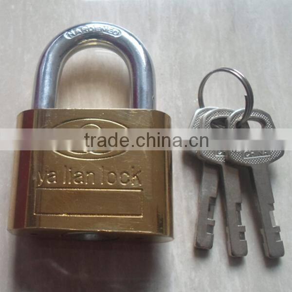 Top security golden plating side round padlock