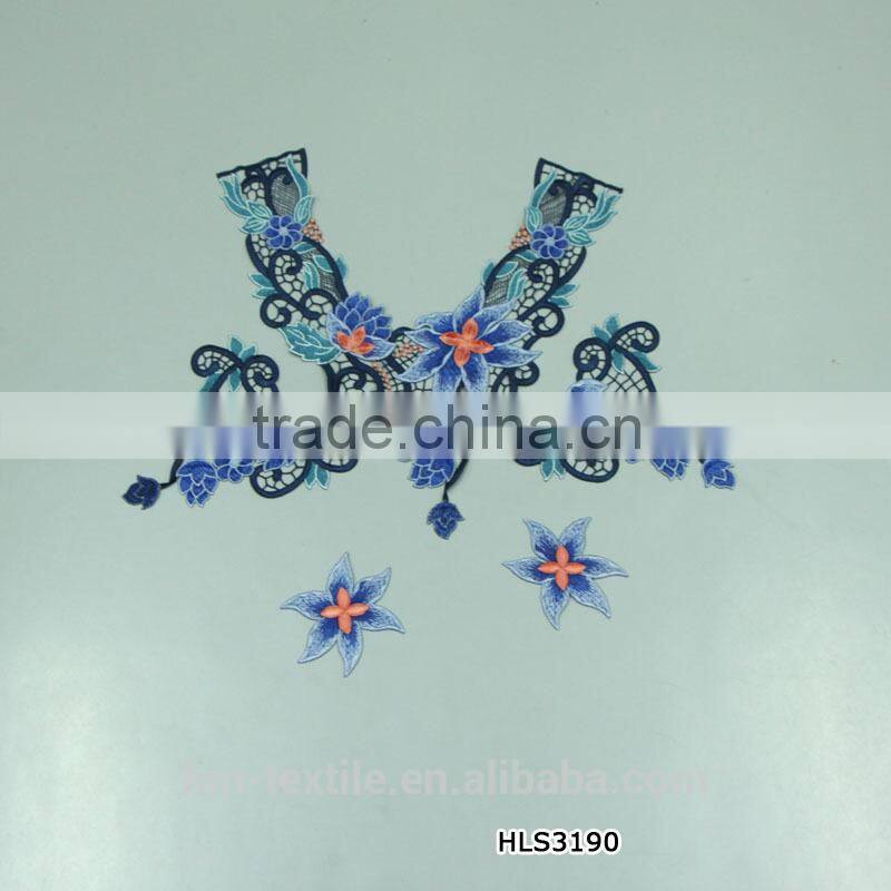 fashion collar and gold motif high-end top guipure Embroidery V Collar decoration for lady dress