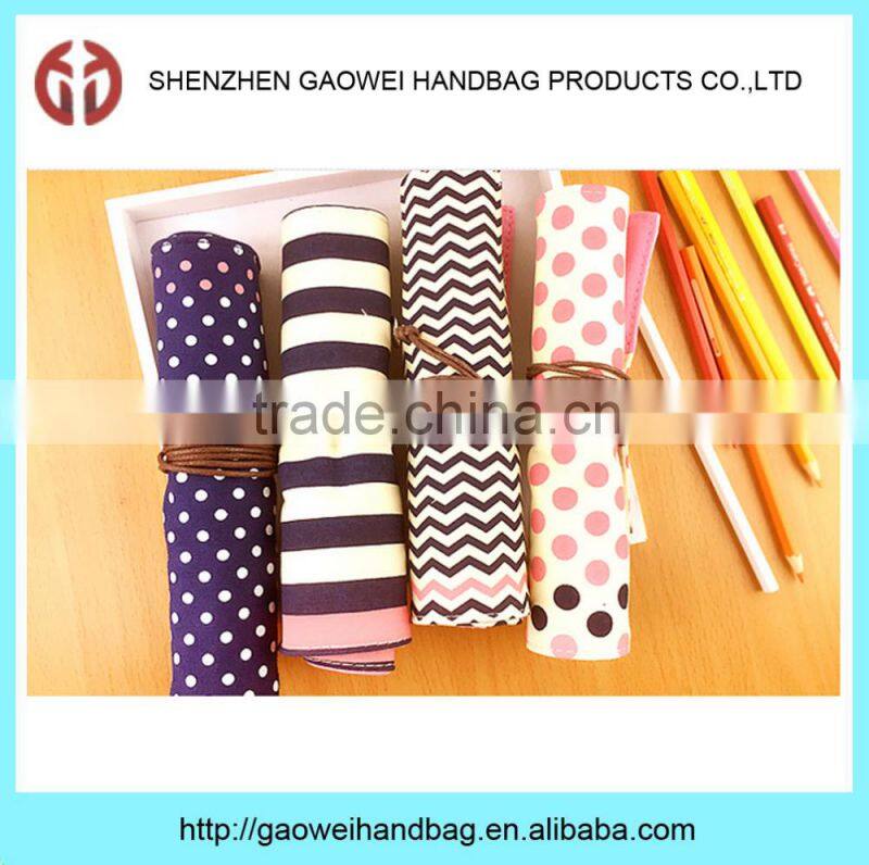 Chinese made pencil bag rolling fold up gift pencil bag;canvas Folding gift pencil bag school pencil case pen bag