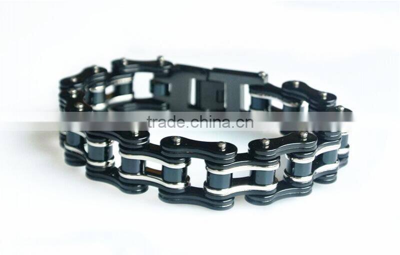 Fashion bracelet stainless steel cool black color Bicycle biker motorcycle chain link bracelet for men