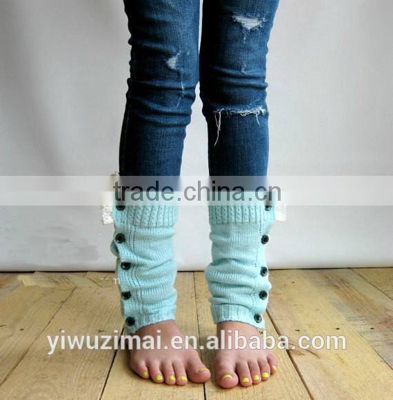 Beautiful Children Solid Color Knit Leg Warmers Infant Toddler Winter Lace Buttons Leg Warmer