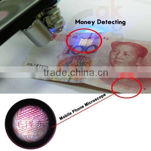 2015 Hot selling product 60x microscope lens with LED light for smartphone