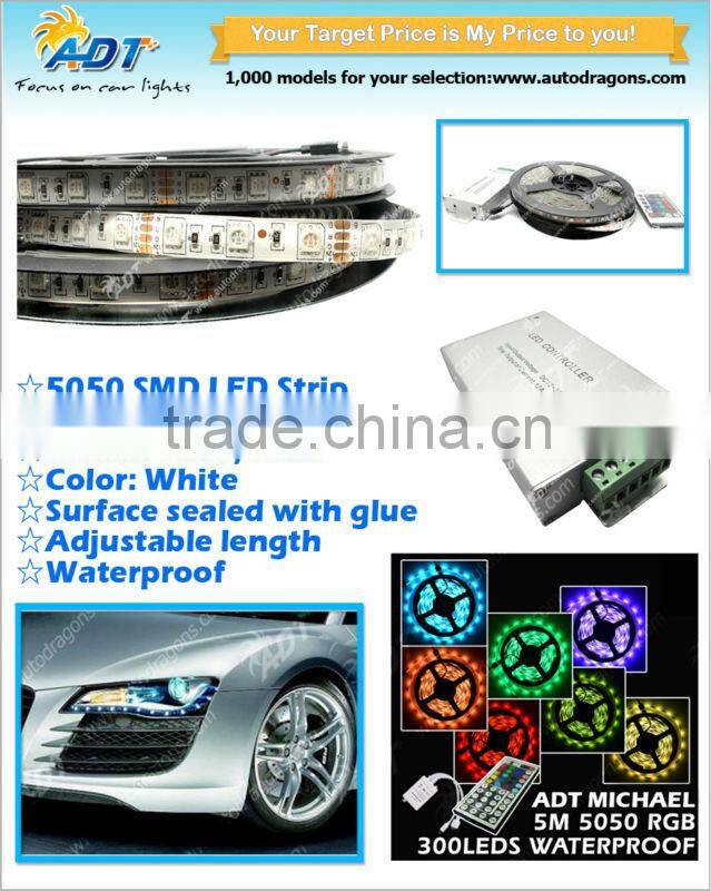 Black PCB 5m 5050 SMD 600 rgb led relay with 24/44 Key Remote 12V 5A power