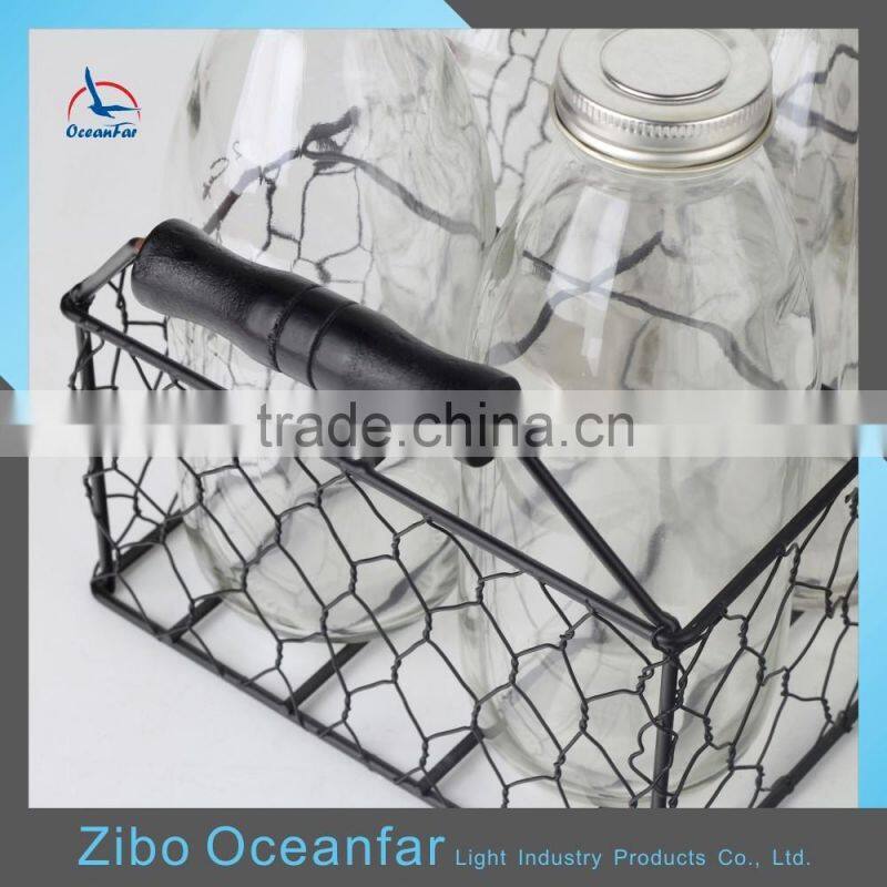 Fancy Transparent Set 6 Vintage Coconut Milk Glass Bottle Recycled Bottle Milk With Stand