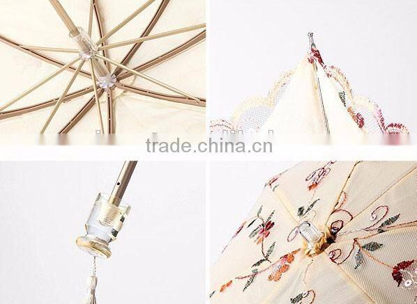 4 folds inverse tiantang frame Pretty Classic foldable lace sun umbrella