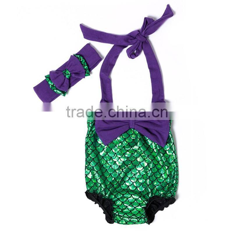 2016 new kaiya sell like hot cakes baby swim suit baby pink bow and green mermaid tail for swimming