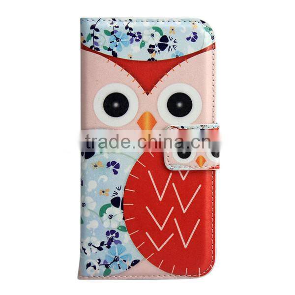 Cute Cartoon Owl Stand Wallet Flip pu Leather bumper case for htc desire eye