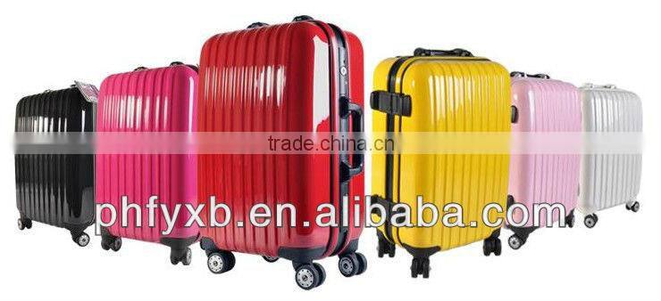 2014 china colorful high quality hard abs luggage with aluminum frame/PC trolley luggage/
