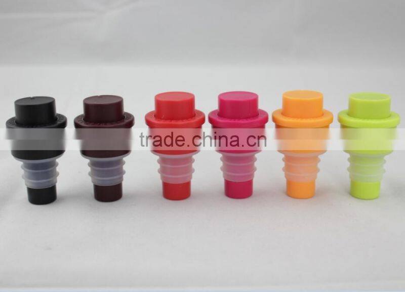 Colorful Silicone Push-type Vacuum Wine Stopper, Vacuum Sealed stopper