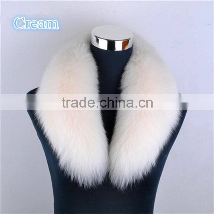 Popular Real Whole Skin Black Fox Fur Accessories Collar For Down Jacket