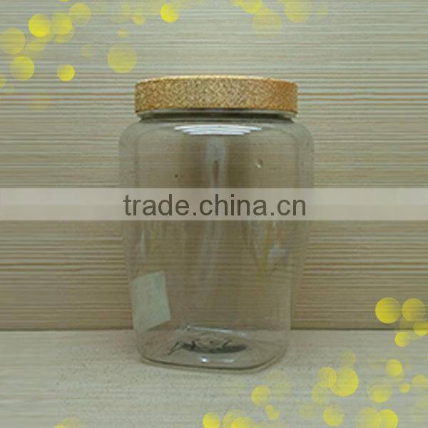 32oz 1000ml pet clear cosmetic plastic square jar for honey, candy, sea salt,nut