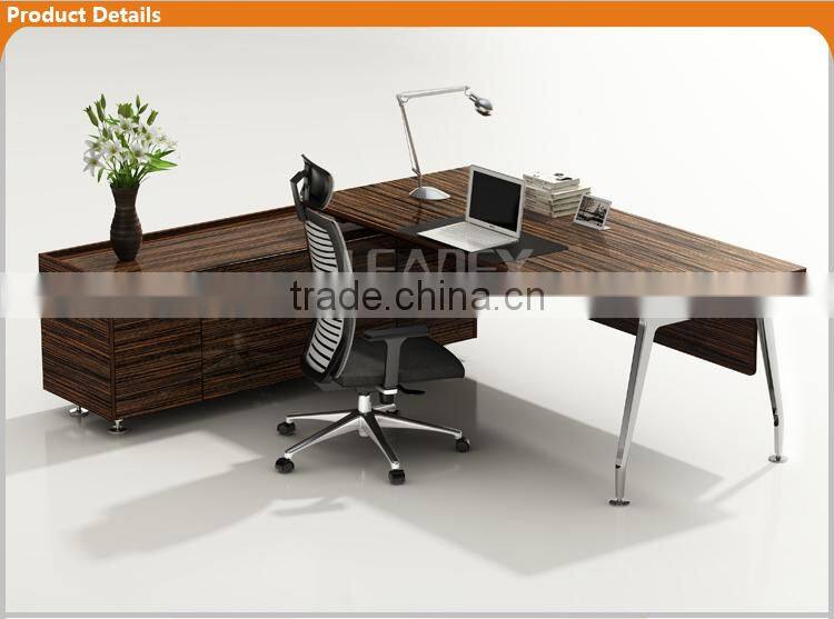 Luxury wooden executive office desk with metal frame