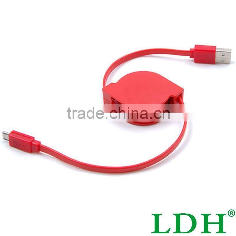 2015 New design TPE charging retractable usb cable reel usb retractable cable for android