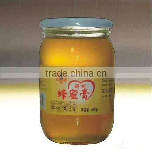 cheap price 500G High Quality round glass Honey Bottle honey bee jar with plastic cap