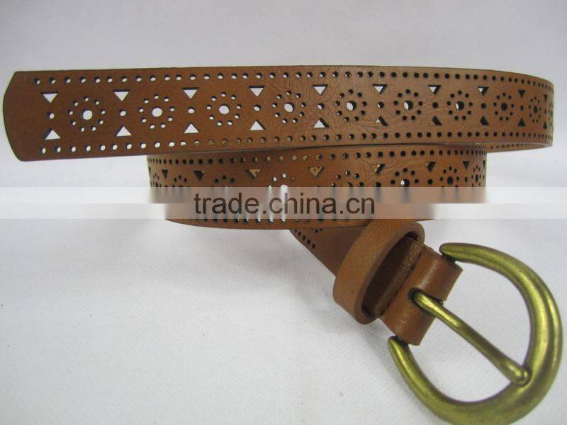 women's burned perforated jeans garment belt for trousers