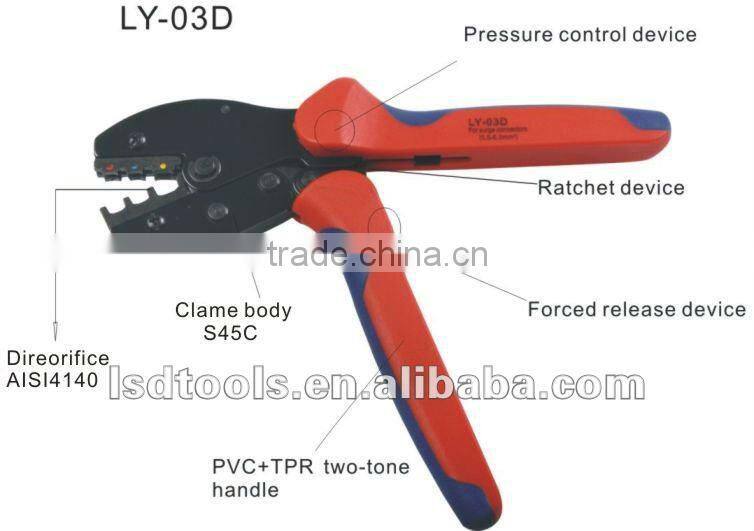 High Quality Insulated terminal connectors for 0.5-6mm2 Ratchet hand crimping plier,electrician crimper
