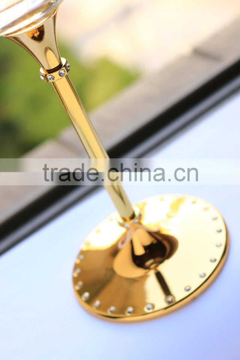 unique high quality toasting wine glasses set gold metal stem champagne flutes/couples wedding goblet gift drinking glasses cup