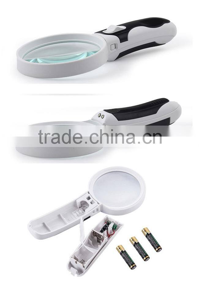 BIJIA LED Illuminated HandheldMagnifier Magnifying Glass with Interchangeable Lenses - 2.5X 5X and 16X Magnification