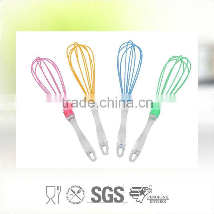 Silicone Rubber Egg Whisk with S/S Colorful Coating Handle