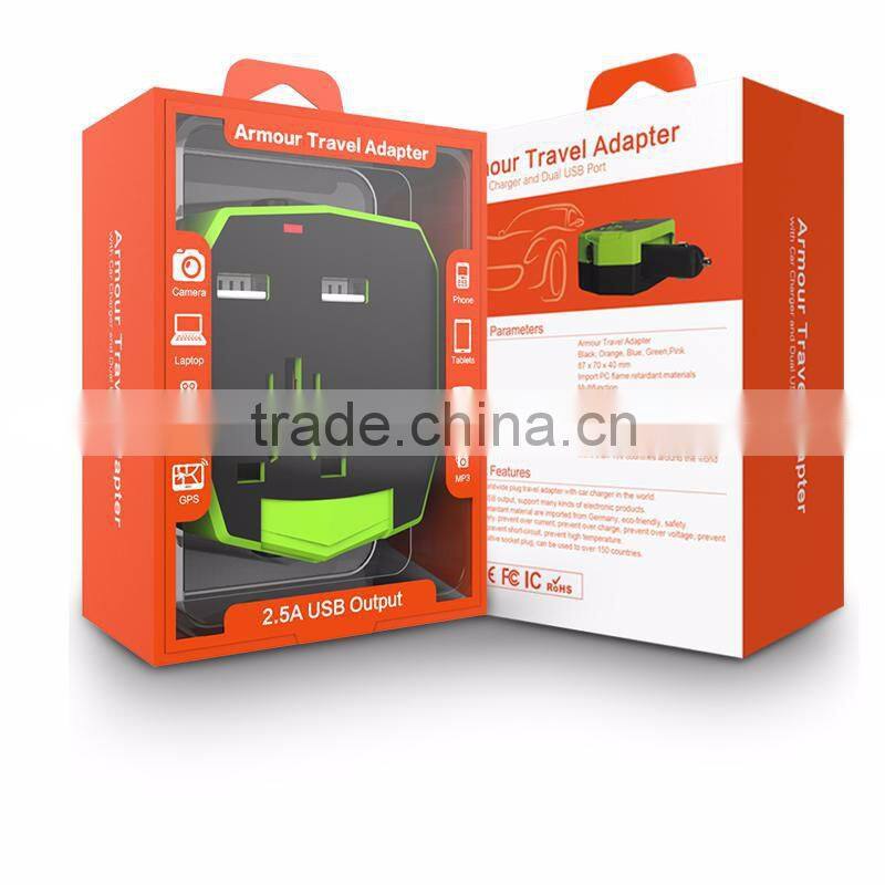 China Alibaba Hot Sale Universal Car Charger with Travel Adaptor and Wall Socket