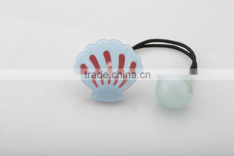Custom kids girls fashion hair elatic rubber band korea colorful metal free soft elatic hair band with plastic bead and shell