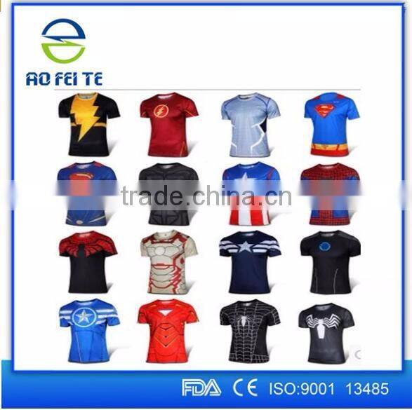 Breathable Soft Captain America T shirt Custom 3D Superhero Short Sleeve