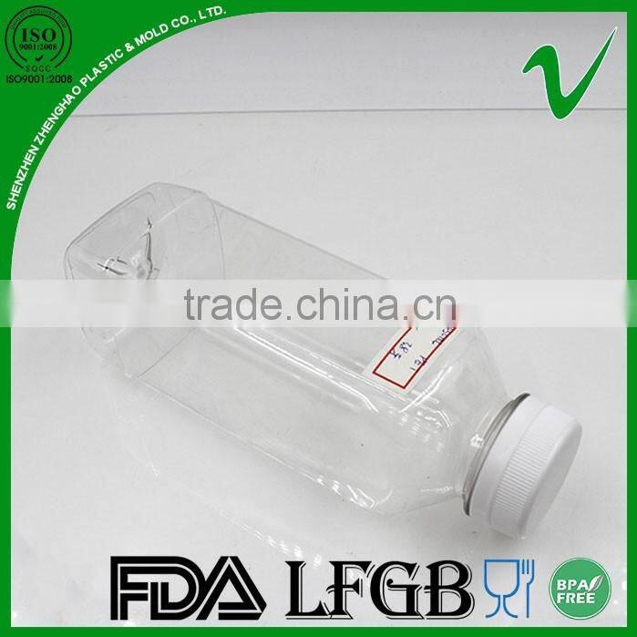 hot sale empty square 16oz plastic beverage bottle for cold press juice packaging