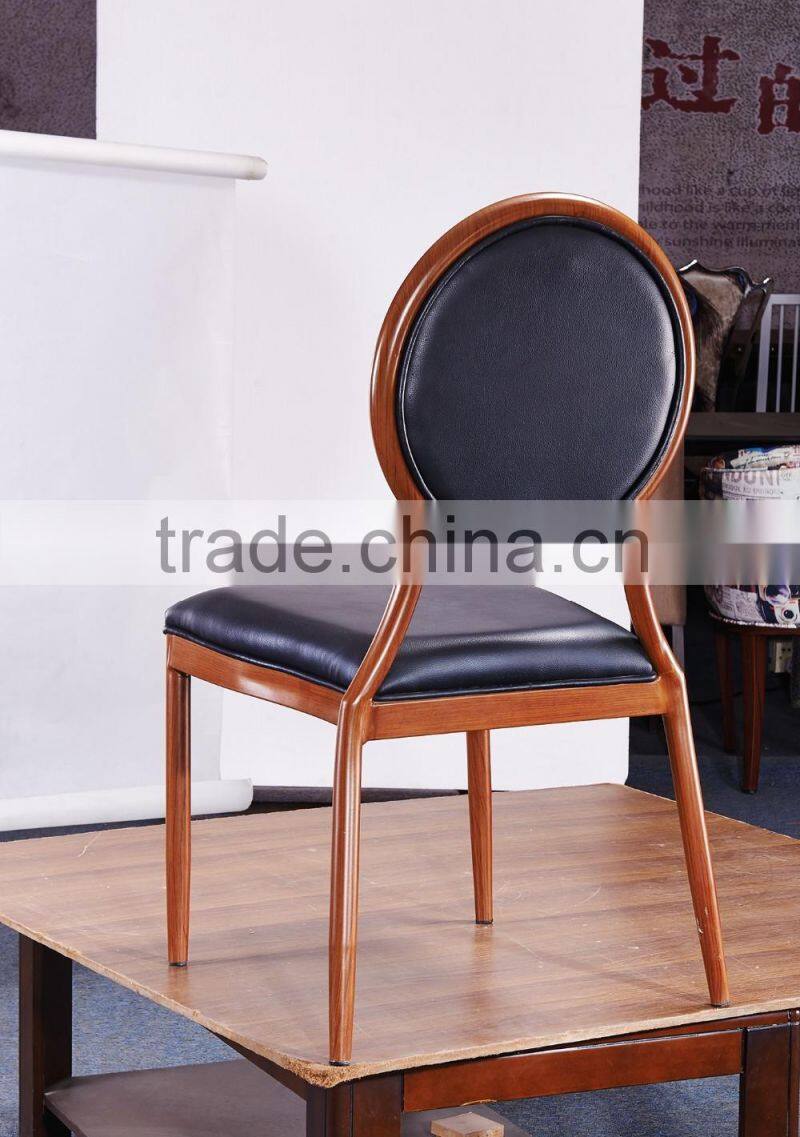 hotsale aluminum round back hotel banquet chair in wood look