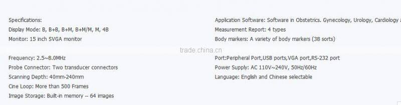 Full Digital Trolley Ultrasound Scanner RUS-5100 for Abdomen, OB/GYN, Small parts, Urology, Cardiology