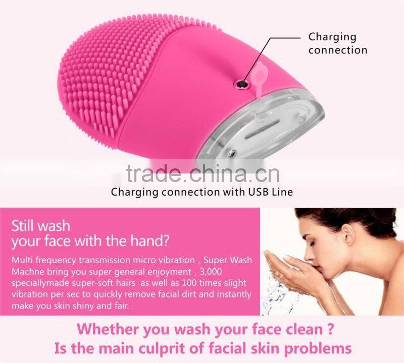 Colorful virbrating electric facial cleansing brush
