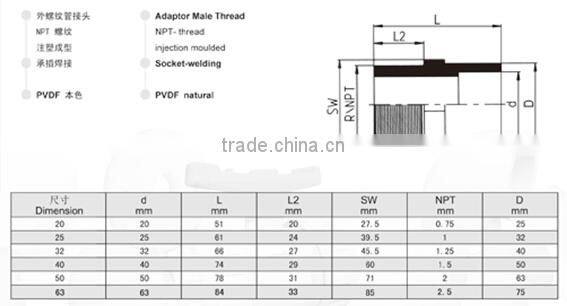 PVDF Male Thread Adaptor NPT-thread