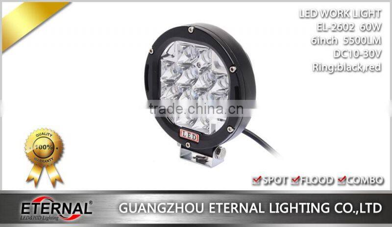60W work light driving lamp round for 4x4 Jeep offroad hummer SUV ATV bumper high power led driving light spot lamp