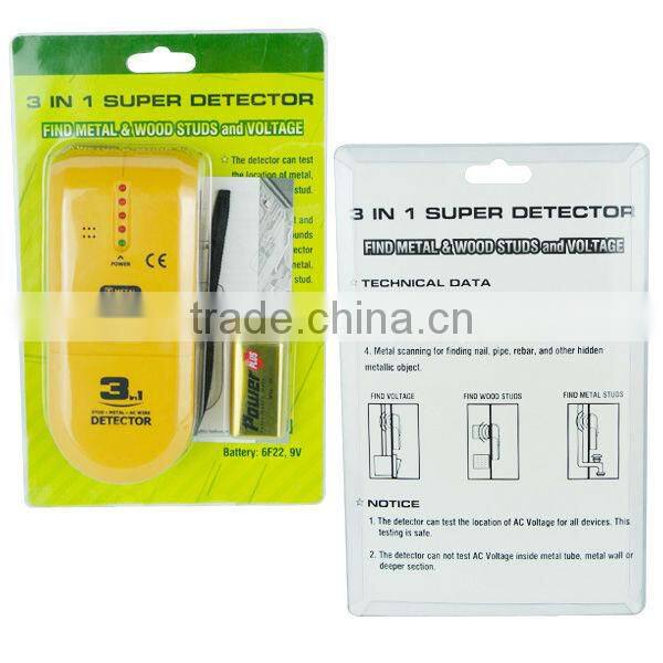 3-in-1 Detector Find Metal Wood Studs AC Voltage Live Wire Scanner Finder with Groove + Buzzer