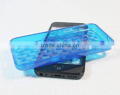 Drill stone glossy TPU soft rubber lining for iphone 5c BLUE