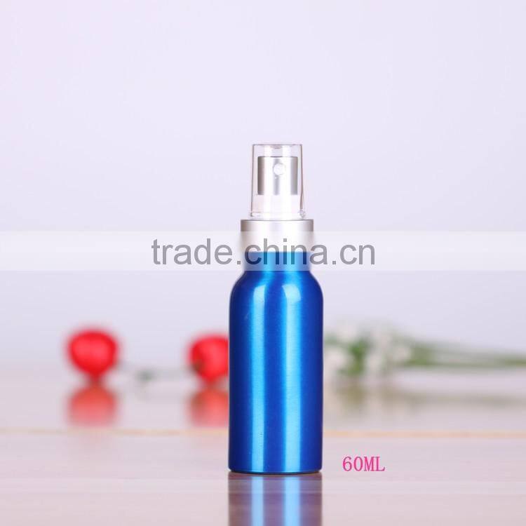 Wholesale 30-500ml blue aluminum perfume bottles,aluminum mist spray bottle with cap for cosmetic packaging