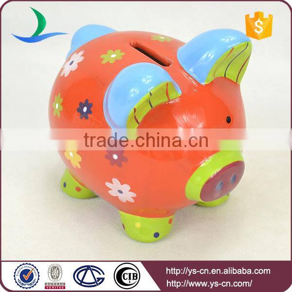 2015 Popular unique Ceramic Red Piggy Coin Bank for baby
