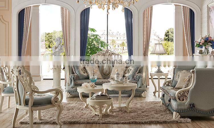 Solid wood living room furniture vase and flowers carving design fabrice sofa set