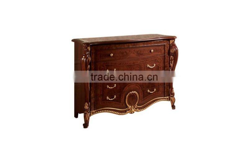 Traditional Italian Wooden Hand Made Five Drawer Chest With Matching Mirror (MOQ=1 SET)