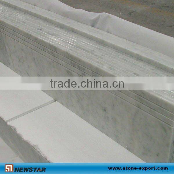 Chinese cheap White Marble Stair Step with antislip groove