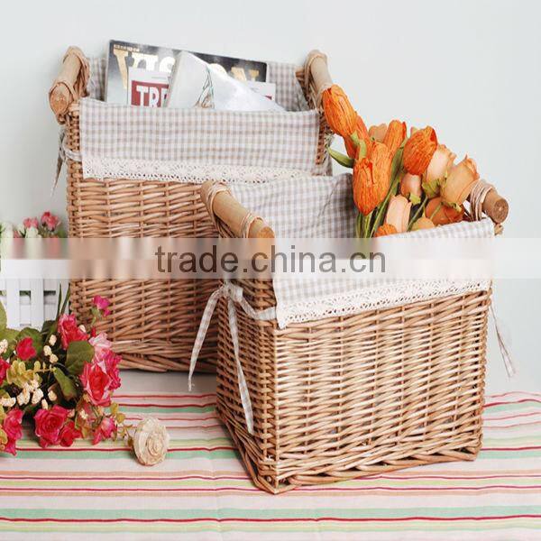 2014 new design natural wicker basket liners with handles