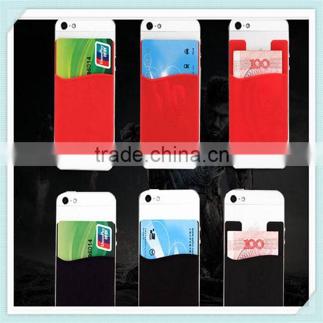 silicone smart phone pocket, 3M adhesive stickers smart phone card holder