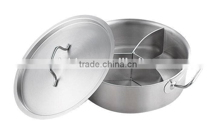 Two Handle Hot Pot With Three Compartments Without Lid