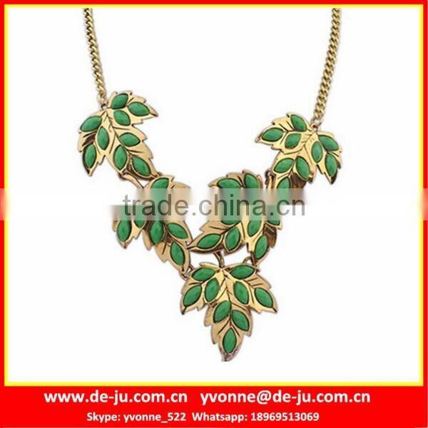 Shinny Leaves Handmade Statement Necklace