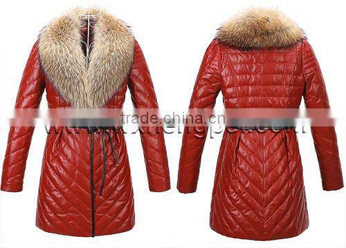 Genuine Leather Down Overcoat Jacket