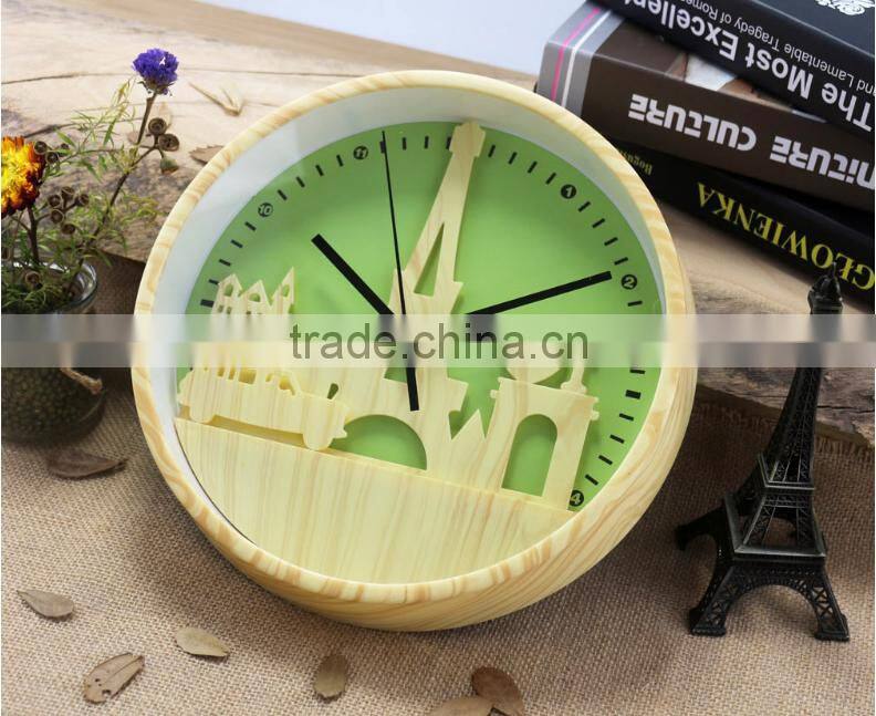 2017 New Design Tower Colorful Decorative Wall Clock For Wholesale
