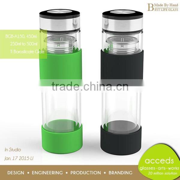 Clear Glass Portable Thermos Bottles with Tea Filter